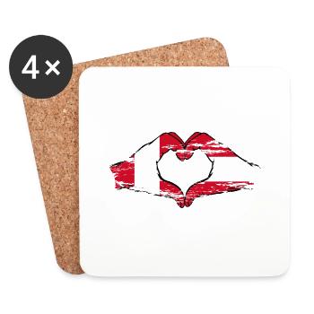 Peru Austria Flag Hands Heart Shape Used - Coasters (set of 4) - white - Front