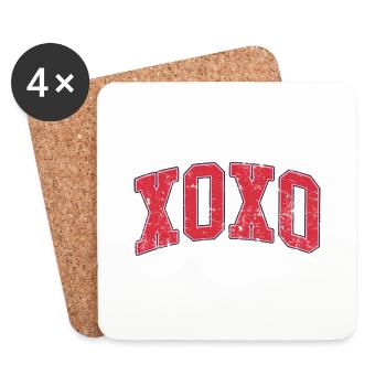 XOXO Saint-Valentin Amour rétro - Dessous de verre (lot de 4) - blanc - Devant