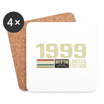 Né en 1999 - Vintage 1999 - 25e Anniversaire Rétro - Dessous de verre (lot de 4) - blanc - Devant