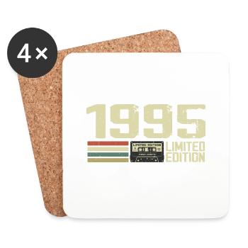 Né en 1995 - Vintage 1995 - 29e Anniversaire Rétro - Dessous de verre (lot de 4) - blanc - Devant