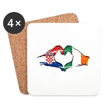 Croatie Irlande Drapeau Mains Coeur Forme Utilisé - Dessous de verre (lot de 4) - blanc - Devant