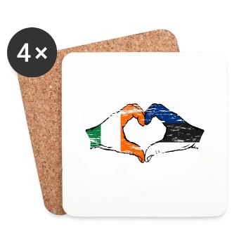 Irland Estland Flagge Hände Herzform used - Untersetzer (4er-Set) - Weiß - Vorne
