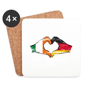 Ireland Germany Flag Hands Heart Shape Used - Coasters (set of 4) - white - Front