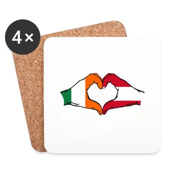 Ireland Austria Flag Hands Heart Shape - Coasters (set of 4) - white - Front