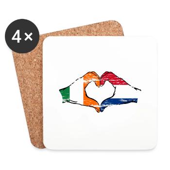 Irland Holland Flagge Hände Herzform used - Untersetzer (4er-Set) - Weiß - Vorne