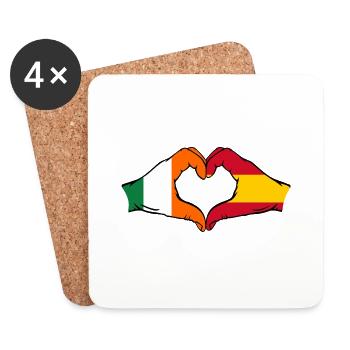 Ireland Spain Flag Hands Heart Shape - Coasters (set of 4) - white - Front