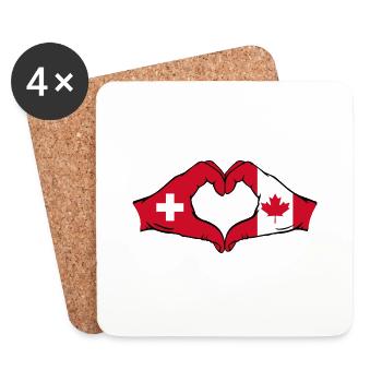 Switzerland Canada Flag Hands Heart Shape - Coasters (set of 4) - white - Front