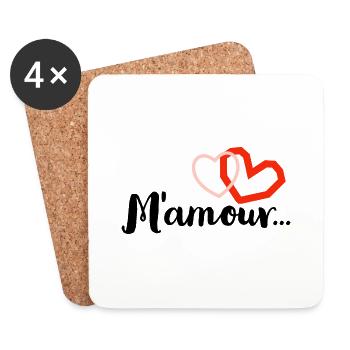 Mon amour - Dessous de verre (lot de 4) - blanc - Devant