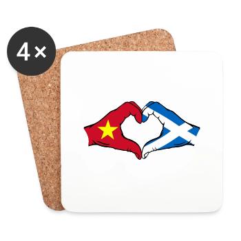 Vietnam Ecosse drapeau mains forme de coeur - Dessous de verre (lot de 4) - blanc - Devant