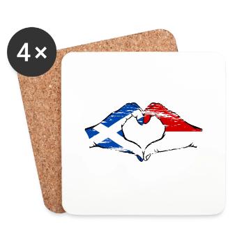 Ecosse Indonésie Drapeau Mains Coeur Utilisé - Dessous de verre (lot de 4) - blanc - Devant