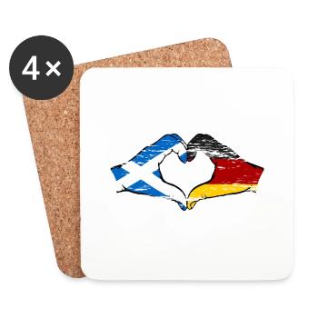Ecosse Allemagne Drapeau Aiguilles Coeur Forme D’occasion - Dessous de verre (lot de 4) - blanc - Devant