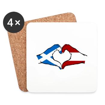 Scotland Austria Flag Hands Heart Shape - Coasters (set of 4) - white - Front
