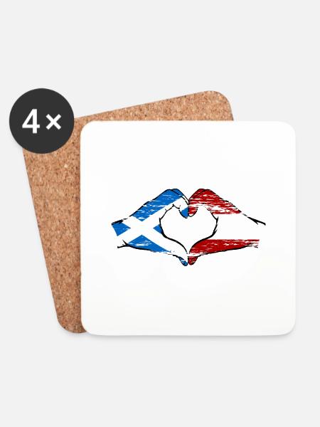 Schottland Österreich Flagge Hände Herzform used - Untersetzer (4er-Set) - Weiß