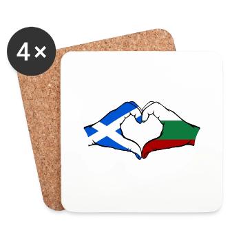 Scotland Bulgaria Flag Hands Heart Shape - Coasters (set of 4) - white - Front