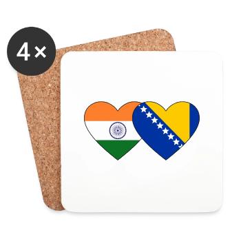 India Bosnia Flag Heart - Coasters (set of 4) - white - Front