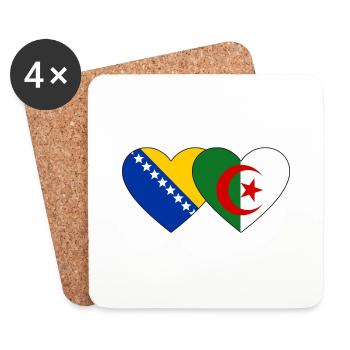 Bosnien Algerien Flagge Herz - Untersetzer (4er-Set) - Weiß - Vorne