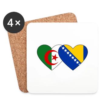 Algeria Bosnia Flag Heart - Coasters (set of 4) - white - Front