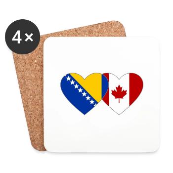 Bosnie Canada drapeau coeur - Dessous de verre (lot de 4) - blanc - Devant