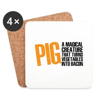 Pig, A Creature That Turns Vegetables Into Bacon 8 - Untersetzer (4er-Set) - Weiß - Vorne