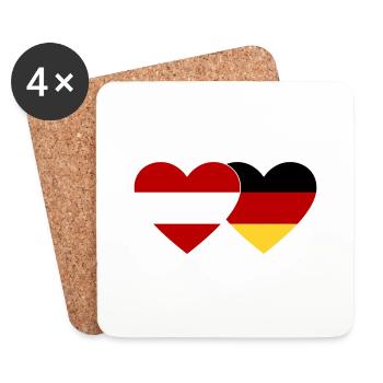 Austria Germany Flag Heart - Coasters (set of 4) - white - Front