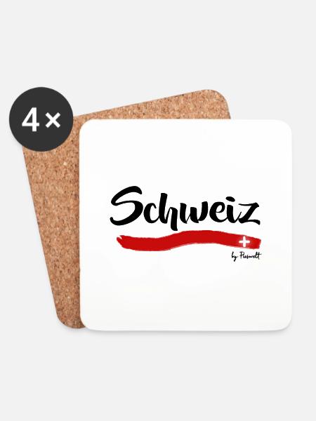 Schweiz-Design Fanartikel by Pioswelt - Untersetzer (4er-Set) - Weiß