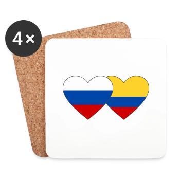 Russland Kolumbien Flagge Herz - Untersetzer (4er-Set) - Weiß - Vorne