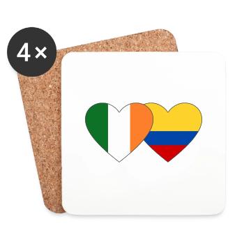 Irlande Colombie Drapeau Coeur - Dessous de verre (lot de 4) - blanc - Devant