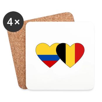 Colombia Belgium Flag Heart - Coasters (set of 4) - white - Front
