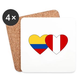 Colombia Peru Flag Heart - Coasters (set of 4) - white - Front