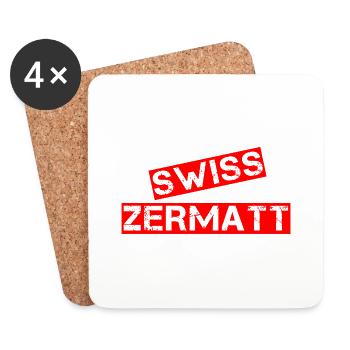 Zermatt en texte vintage Suisse - Dessous de verre (lot de 4) - blanc - Devant