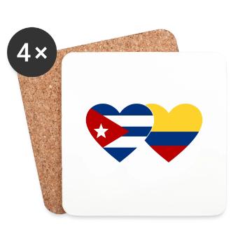 Kuba Kolumbien Flagge Herz - Untersetzer (4er-Set) - Weiß - Vorne