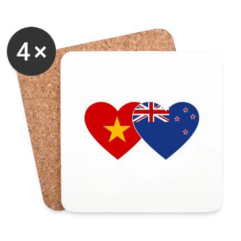 Vietnam New Zealand Flag Heart - Coasters (set of 4) - white - Front