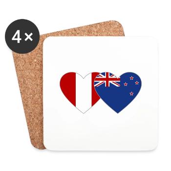 Peru New Zealand Flag Heart - Coasters (set of 4) - white - Front