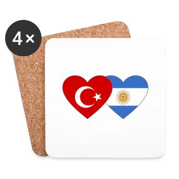 Turkey Argentina Flag Heart - Coasters (set of 4) - white - Front