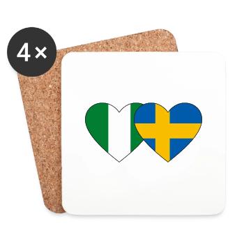 Nigeria Sweden Flag Heart - Coasters (set of 4) - white - Front