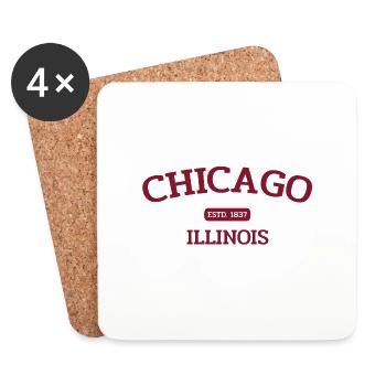 Chicago - Estd. 1837 - Illinois - USA - America - Untersetzer (4er-Set) - Weiß - Vorne