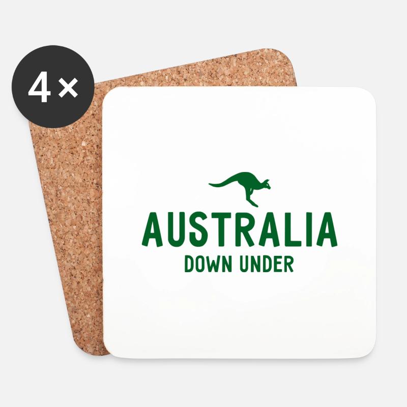 Australia - Down Under - Australien - Känguru - Untersetzer (4er-Set) - Weiß