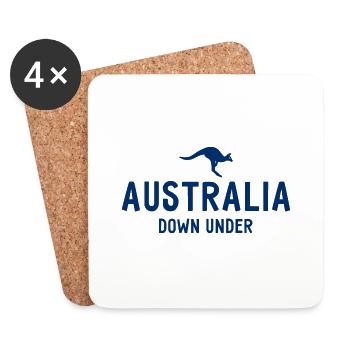 Australia - Down Under - Australia - Kangaroo - Coasters (set of 4) - white - Front