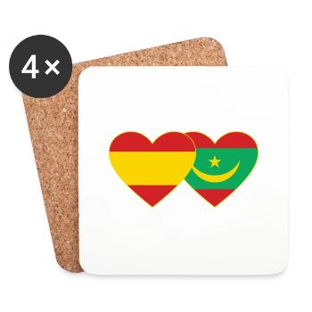 Espagne Mauritanie Drapeau Coeur - Dessous de verre (lot de 4) - blanc - Devant