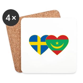 Suède Mauritanie Drapeau Coeur - Dessous de verre (lot de 4) - blanc - Devant