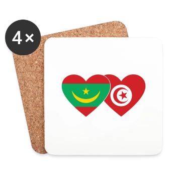 Mauritanie Tunisie Drapeau Cœur - Dessous de verre (lot de 4) - blanc - Devant
