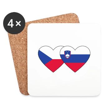République tchèque Slovénie Drapeau Coeur - Dessous de verre (lot de 4) - blanc - Devant