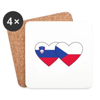 Slovenia Czech Republic Flag Heart - Coasters (set of 4) - white - Front