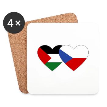 Palestine République tchèque Drapeau Coeur - Dessous de verre (lot de 4) - blanc - Devant