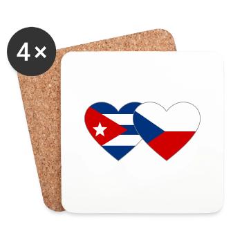 Cuba Czech Republic Flag Heart - Coasters (set of 4) - white - Front