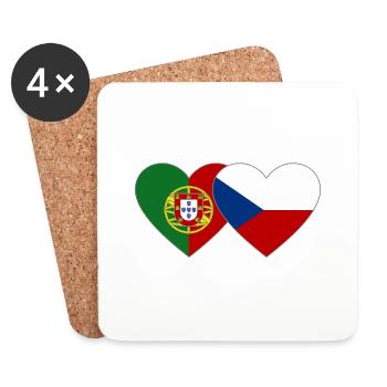 Portugal République tchèque Drapeau Coeur - Dessous de verre (lot de 4) - blanc - Devant