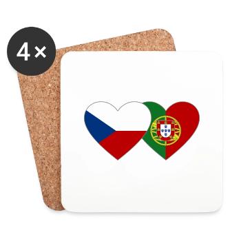 Czech Republic Portugal Flag Heart - Coasters (set of 4) - white - Front