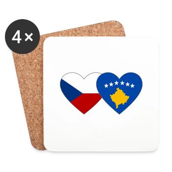 Czech Republic Kosovo Flag Heart - Coasters (set of 4) - white - Front