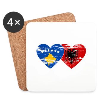 Kosovo Albania flag heart used - Coasters (set of 4) - white - Front