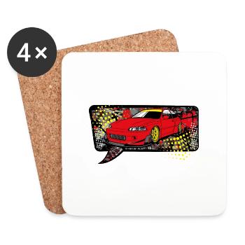 Red car bubble - Untersetzer (4er-Set) - Weiß - Vorne